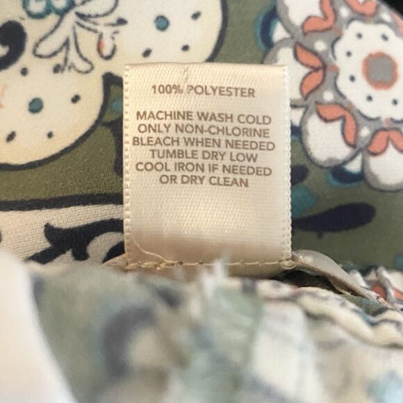 Loft Womens Size XS Floral Fluid Pants Wide Leg Elastic Waist Green Multicolor - Picture 9 of 9